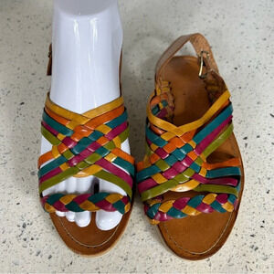 Multicolor Woven Leather Huarache Made in Mexico New Sandals NWT​